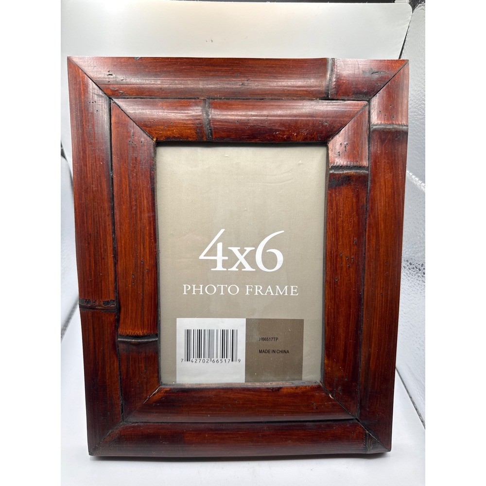 HITC Dark Cherry Faux Bamboo Wood 4x6 Photo Frame H66517TP Tropical Decor 2007